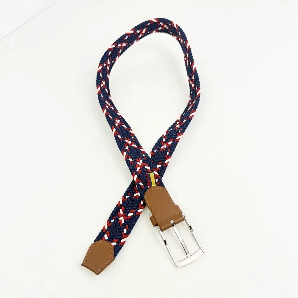 Tommy Hilfiger Red Blue White Woven Stretch Nautical Coastal Buckle Belt